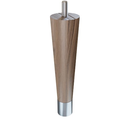 Designs Of Distinction 6" Round Tapered Leg with bolt and 1" Brushed Aluminum Ferrule - Walnut 01240006WLBA6